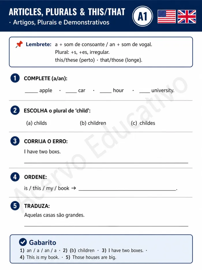 Página do bônus 50 Exercícios de Fixação