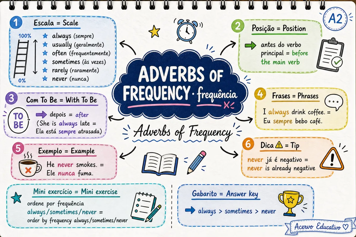 Mapa mental - Advérbios de frequência (A2)